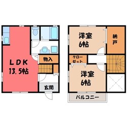 東武宇都宮駅 バス5分  自動車整備前下車：停歩6分 1-2階の物件間取画像